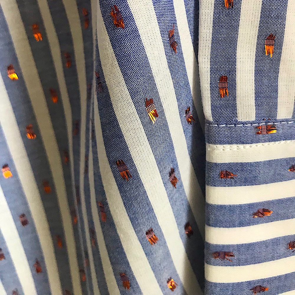 BODEN Embroidered Relaxed Metallic Striped Shirt - Picture 11 of 14